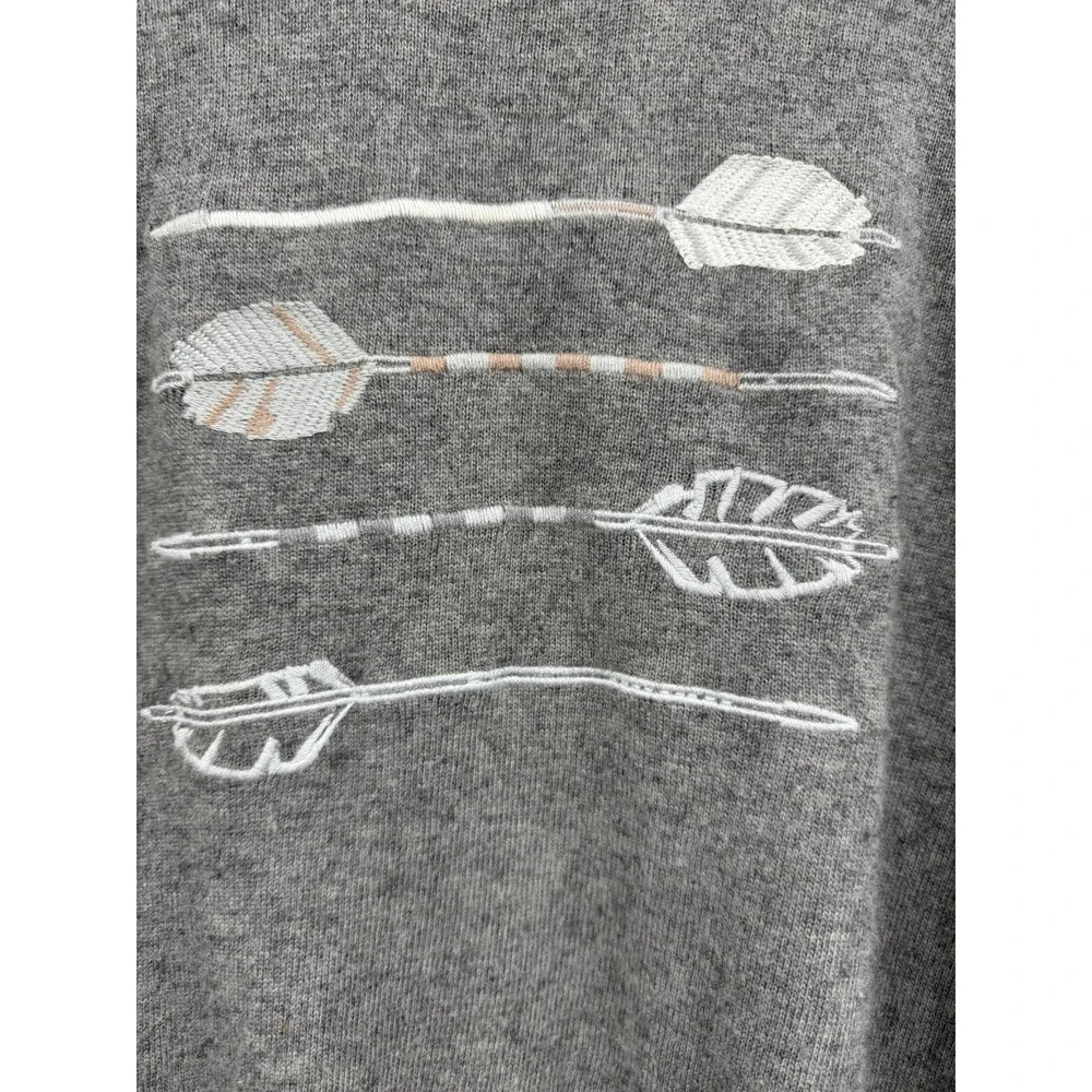 J.Crew‎ Gray Arrow Embroidered 3/4 Sleeve Crew Neck Sweater Casual Top